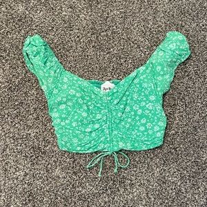 Isabelle’s Cabinet Green Floral Crop Top